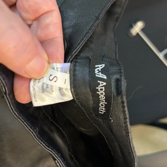 AA Apperloth Women’s Black Biker Jeans Poly Coated Size Small - Picture 1 of 5